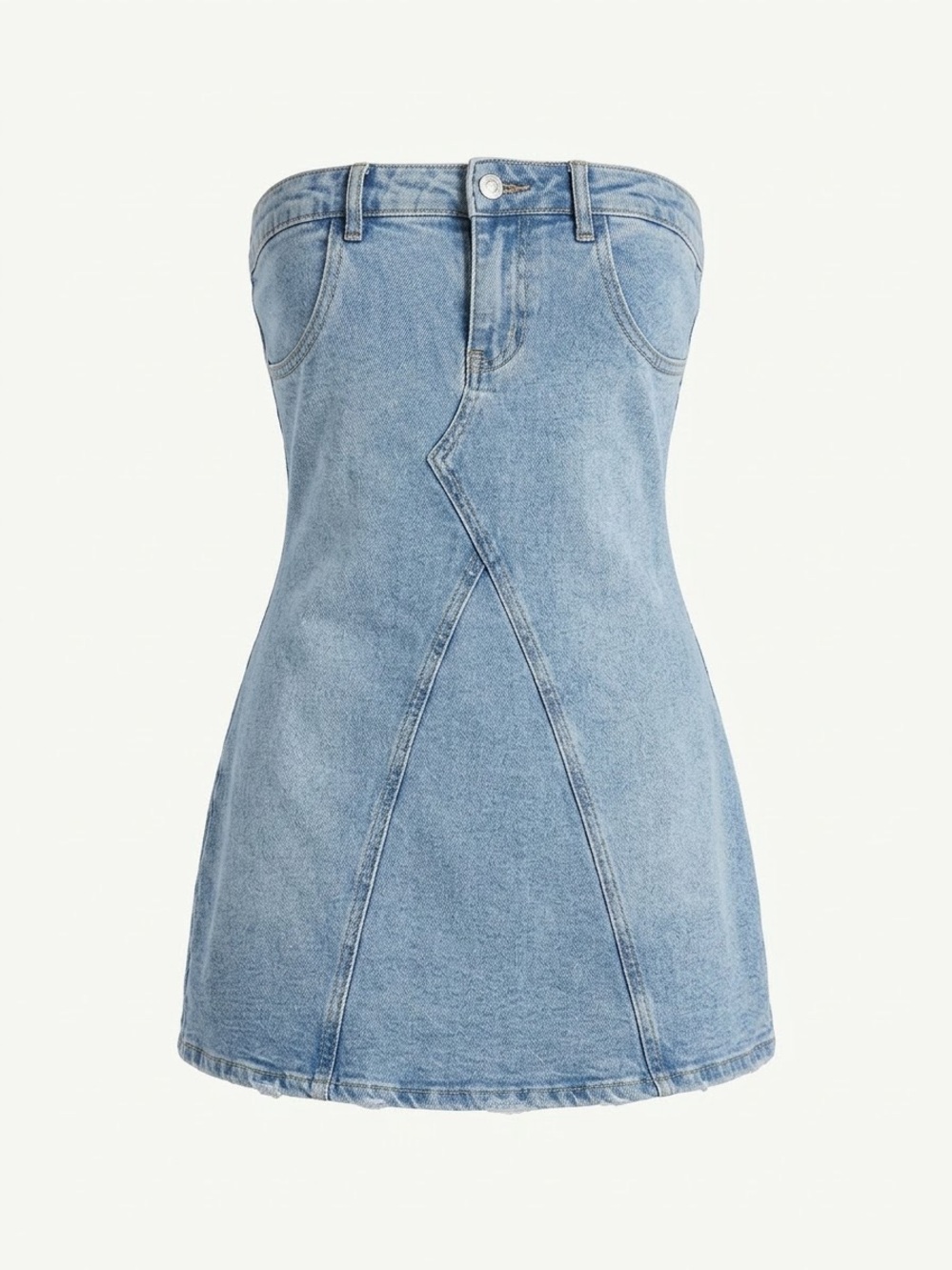 Zara Strapless Light Wash Denim Mini Dress